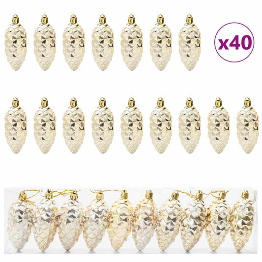 Christmas Pine Cone Ball 40 pcs Gold Kunststoff