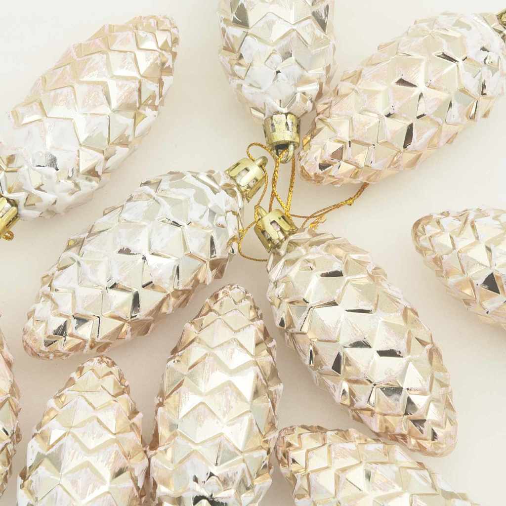 Christmas Pine Cone Ball 40 pcs Champagner Kunststoff
