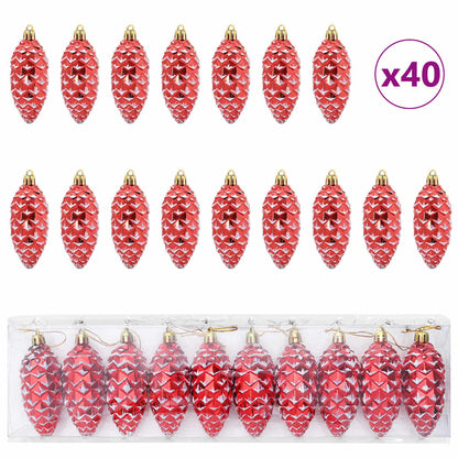 Christmas Pine Cone Ball 40 pcs Rot Kunststoff