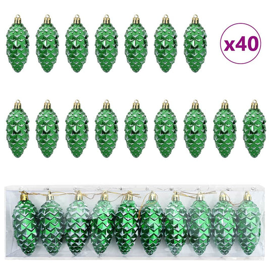Christmas Pine Cone Ball 40 pcs Grün Kunststoff