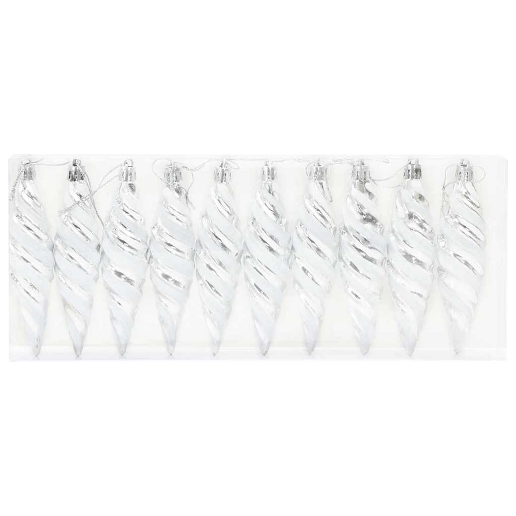 Christmas Spiral Shape Ball 40 pcs Silber Kunststoff