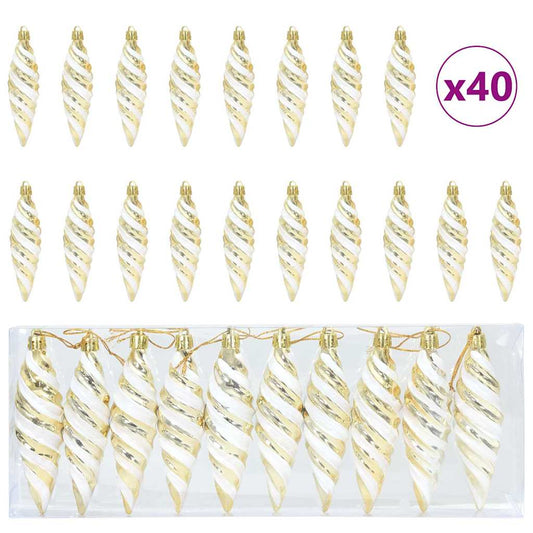 Christmas Spiral Shape Ball 40 pcs Gold Kunststoff