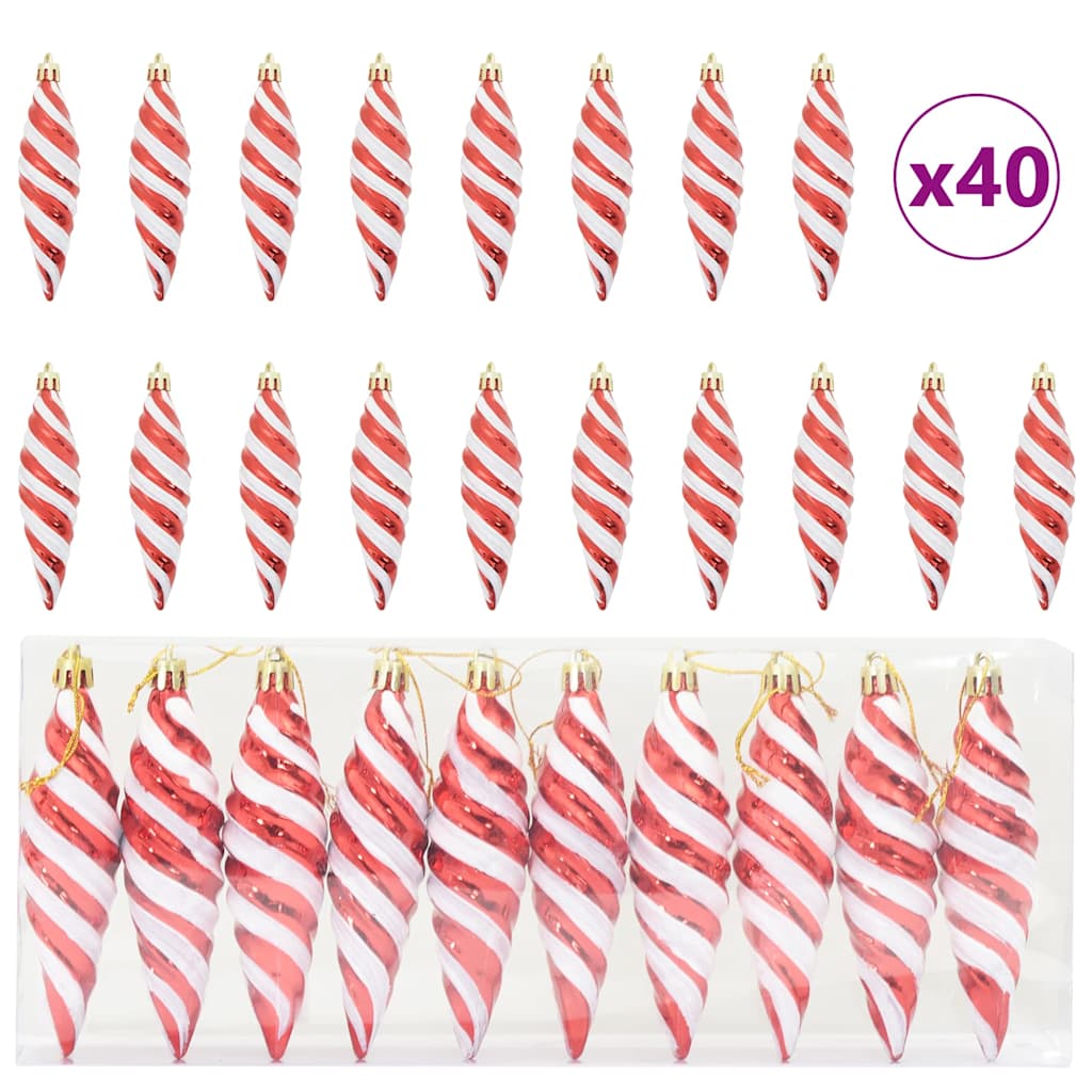Christmas Spiral Shape Ball 40 pcs Rot Kunststoff