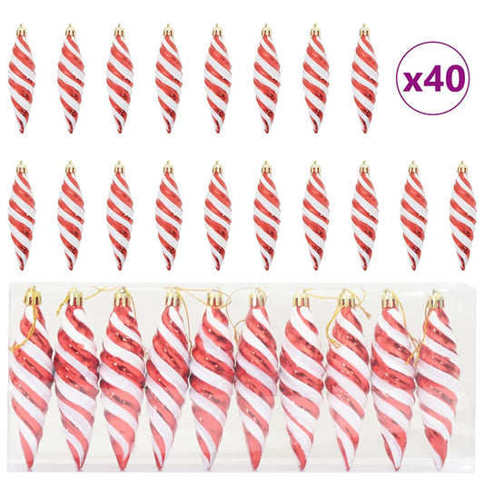 Christmas Spiral Shape Ball 40 pcs Rot Kunststoff