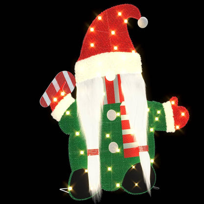 Beleuchteter Gnom mit 60 LEDs Warmes Weiß 71 x 64 cm Lamé-Stoff