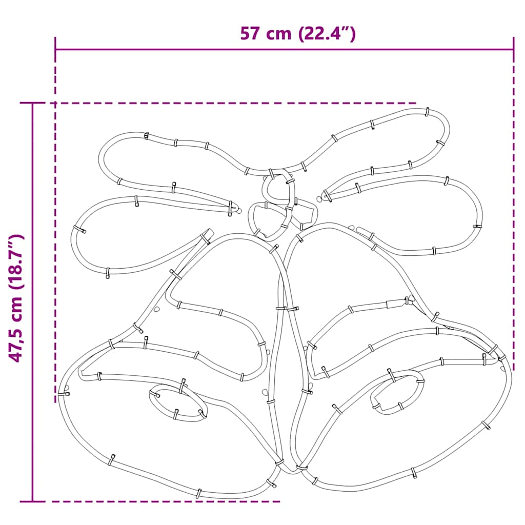Campana di Natale con 144 LED multicolori, 56 x 46 cm, PVC