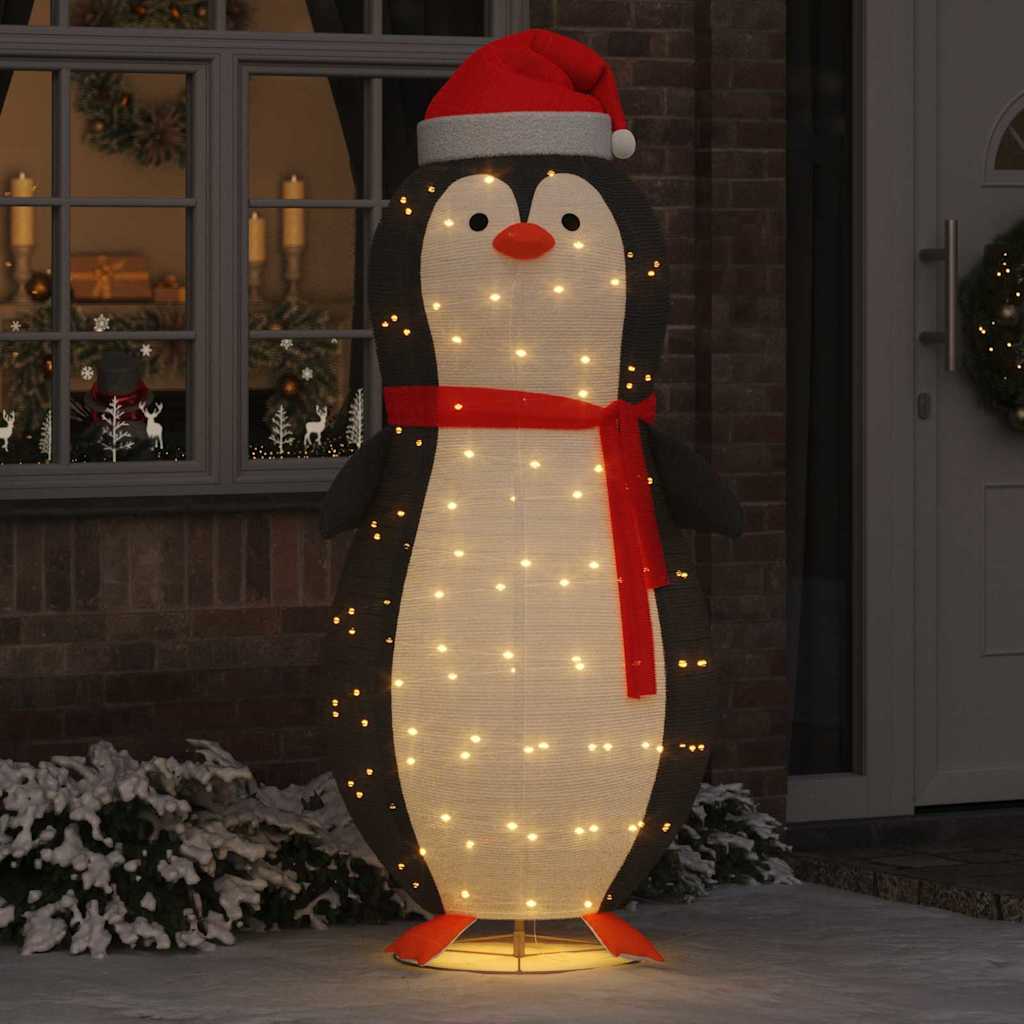 Schnee-Pinguin Figur Warmes Weiß 78 x 88 x 180 cm Stoff