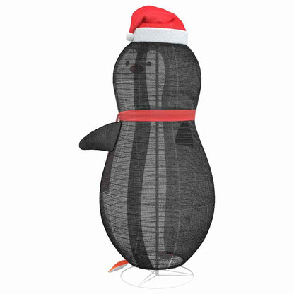 Schnee-Pinguin Figur Warmes Weiß 78 x 88 x 180 cm Stoff