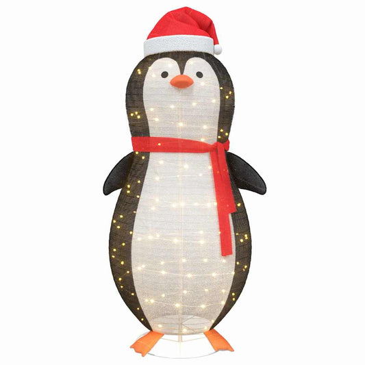 Schnee-Pinguin Figur Warmes Weiß 78 x 88 x 180 cm Stoff