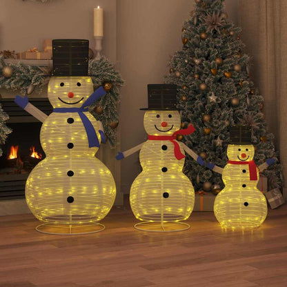 Weihnachts Schneemann Familie mit 270 LEDs 3 pcs Warmes Weiß