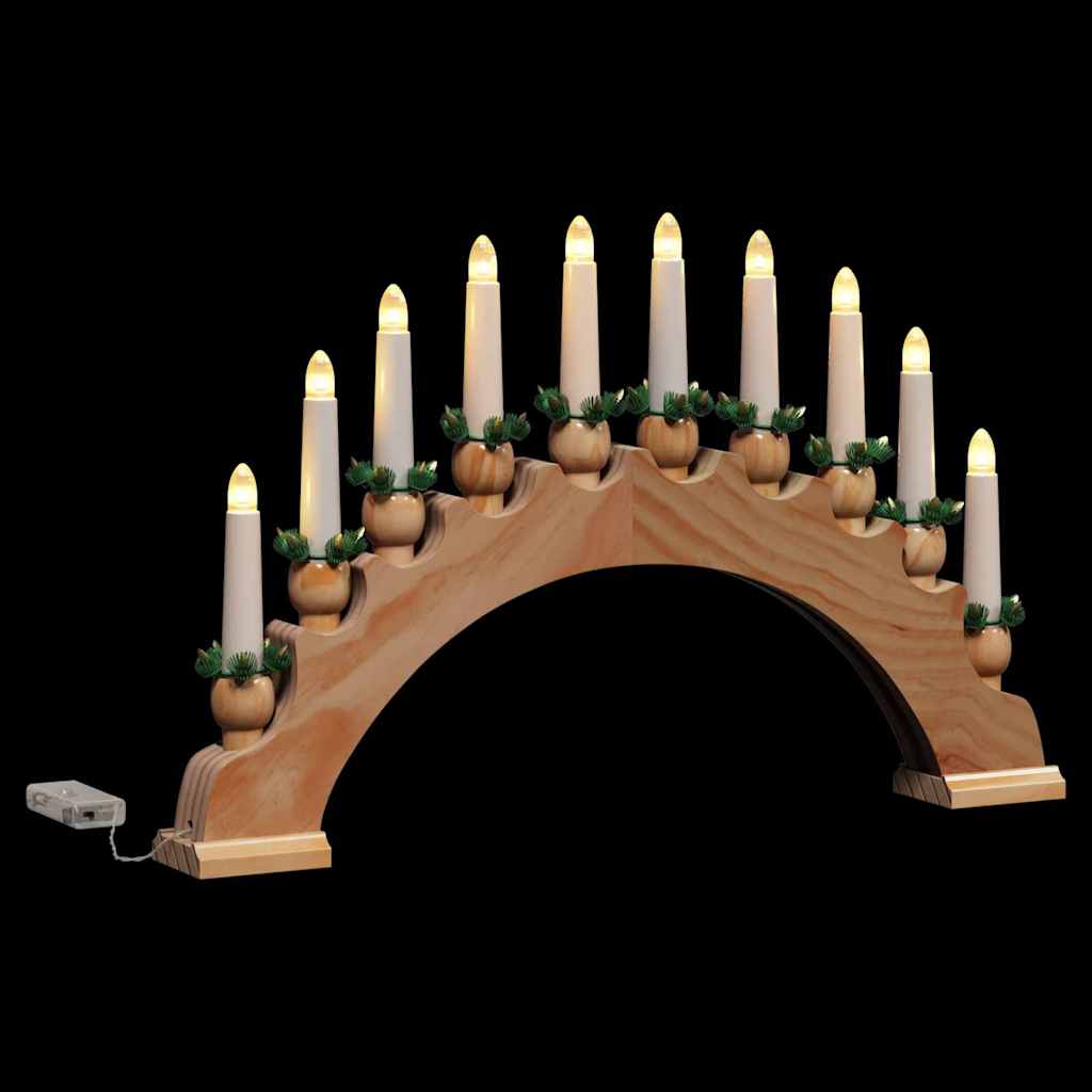 Arco di candele natalizie con 10 candele LED, marrone, 47 x 5 x 29 cm