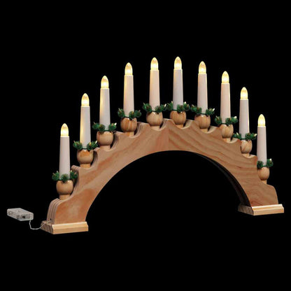 Arco di candele natalizie con 10 candele LED, marrone, 47 x 5 x 29 cm