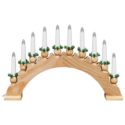 Arco di candele natalizie con 10 candele LED, marrone, 47 x 5 x 29 cm