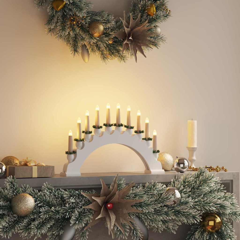 Arco di candele natalizie con 10 candele LED, bianco, 47 x 5 x 29 cm