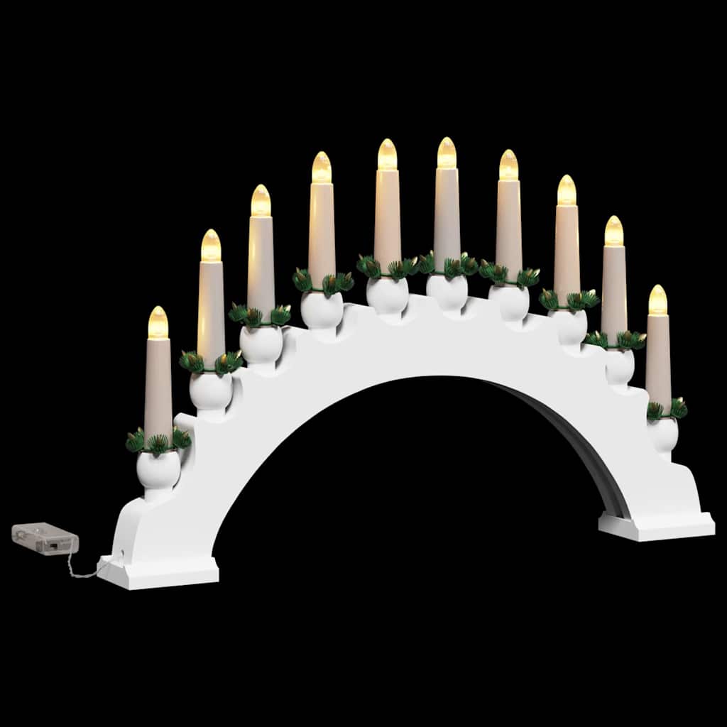 Arco di candele natalizie con 10 candele LED, bianco, 47 x 5 x 29 cm