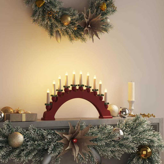 Arco di candele natalizie con 10 candele LED, rosso, 47 x 5 x 29 cm