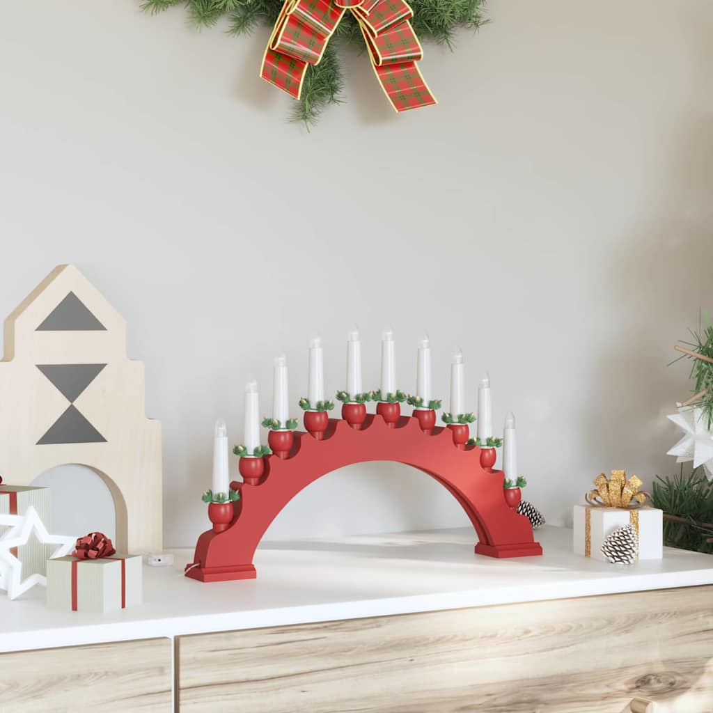 Arco di candele natalizie con 10 candele LED, rosso, 47 x 5 x 29 cm