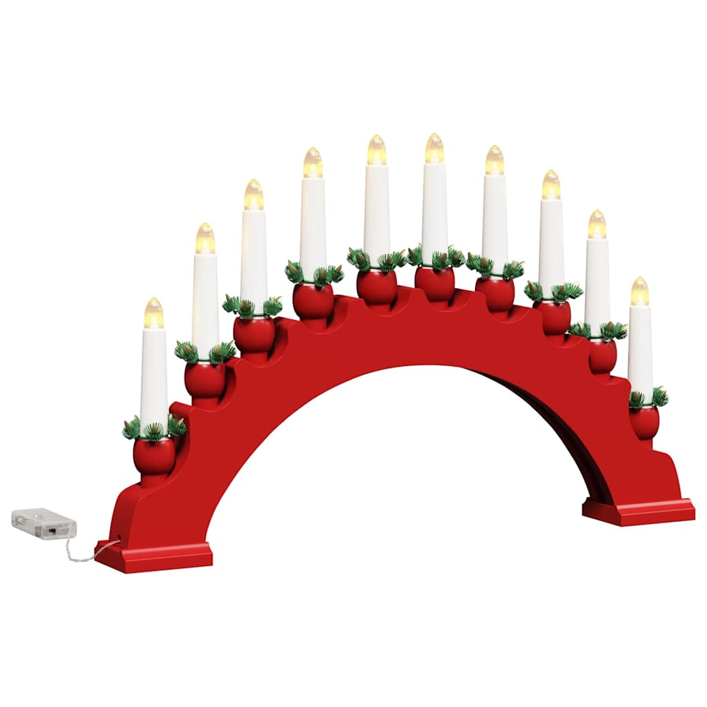 Arco di candele natalizie con 10 candele LED, rosso, 47 x 5 x 29 cm