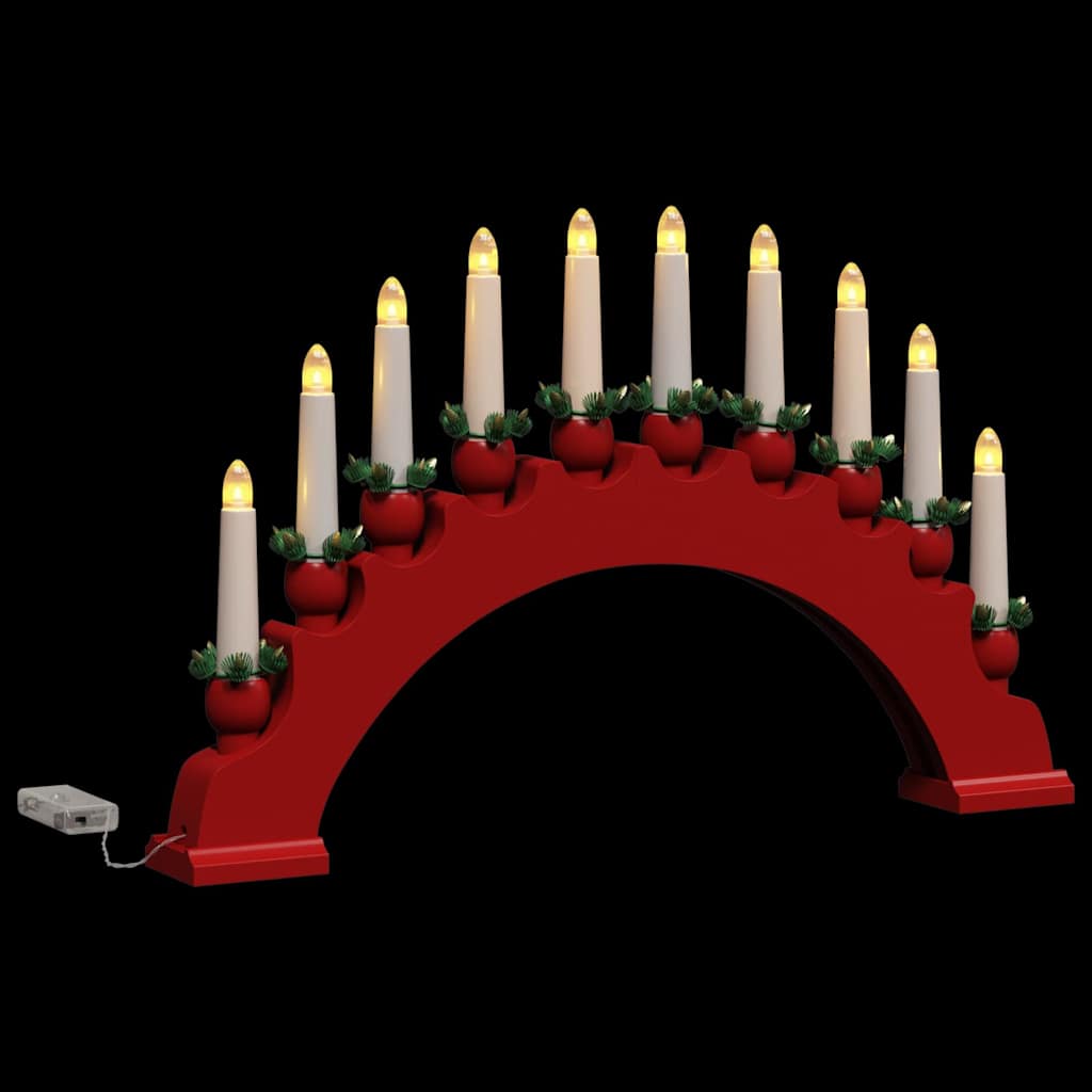 Arco di candele natalizie con 10 candele LED, rosso, 47 x 5 x 29 cm