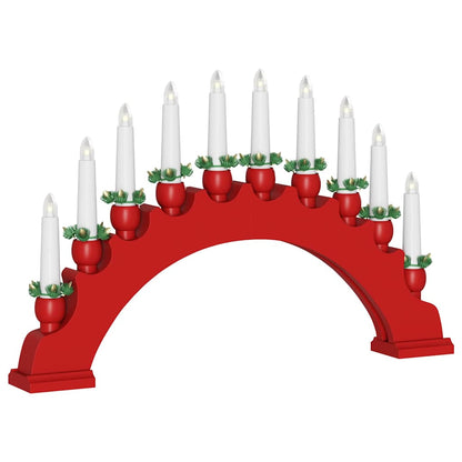 Arco di candele natalizie con 10 candele LED, rosso, 47 x 5 x 29 cm