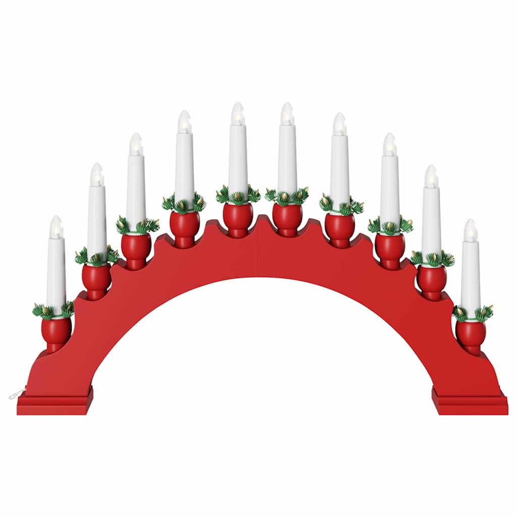 Arco di candele natalizie con 10 candele LED, rosso, 47 x 5 x 29 cm