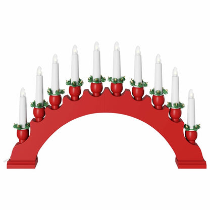Arco di candele natalizie con 10 candele LED, rosso, 47 x 5 x 29 cm