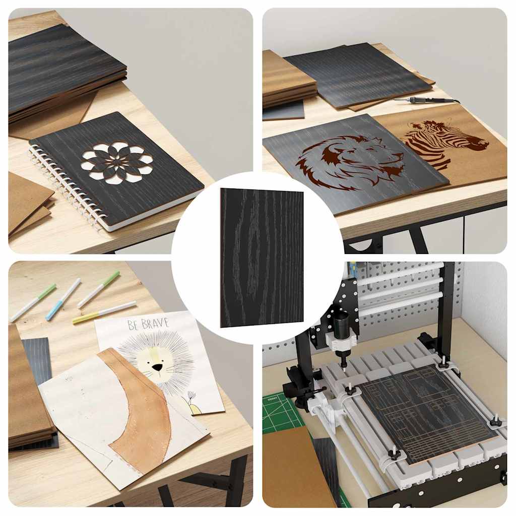 Dekoplatten 12 pcs Schwarz Eichen-Optik 15 x 21 x 0,27 cm