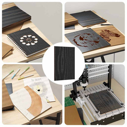 Dekoplatten 12 pcs Schwarz Eichen-Optik 15 x 21 x 0,27 cm