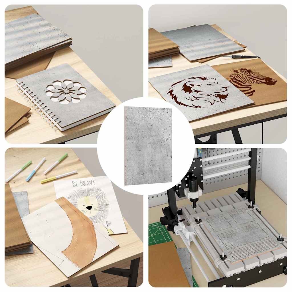 Dekoplatten 150 pcs Beton Grau 15 x 21 x 0,27 cm Holzwerkstoff