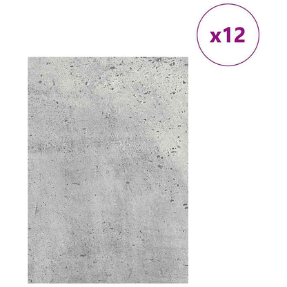 Dekoplatten 12 pcs Beton Grau 21 x 30 x 0,27 cm Holzwerkstoff