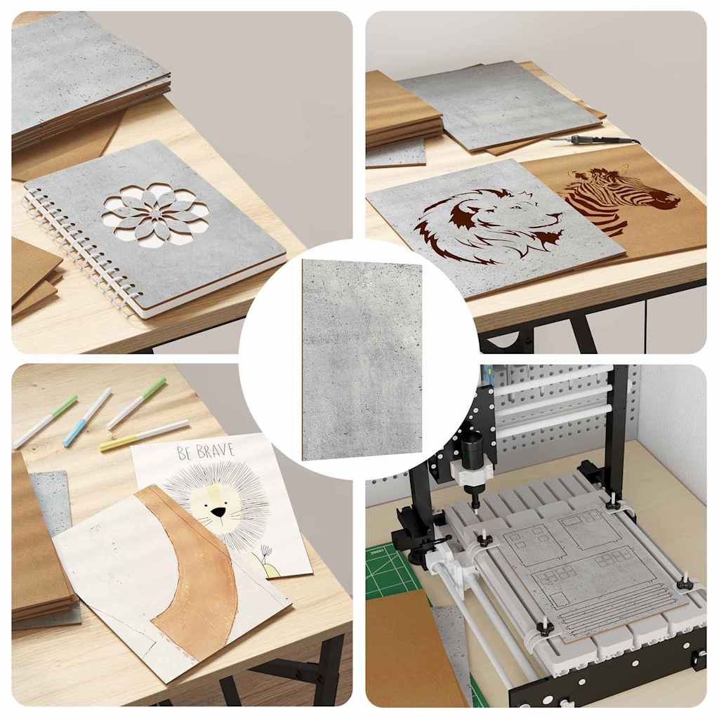 Dekoplatten 150 pcs Beton Grau 21 x 30 x 0,27 cm Holzwerkstoff