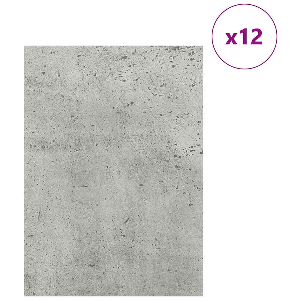 Dekoplatten 12 pcs Beton Grau 30 x 42 x 0,27 cm Holzwerkstoff
