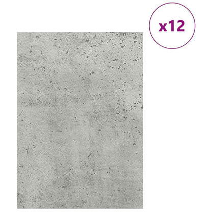 Dekoplatten 12 pcs Beton Grau 30 x 42 x 0,27 cm Holzwerkstoff