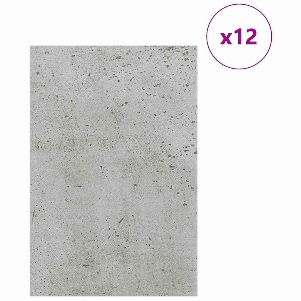 Dekoplatten 12 pcs Beton Grau 40 x 60 x 0.27 cm Holzwerkstoff