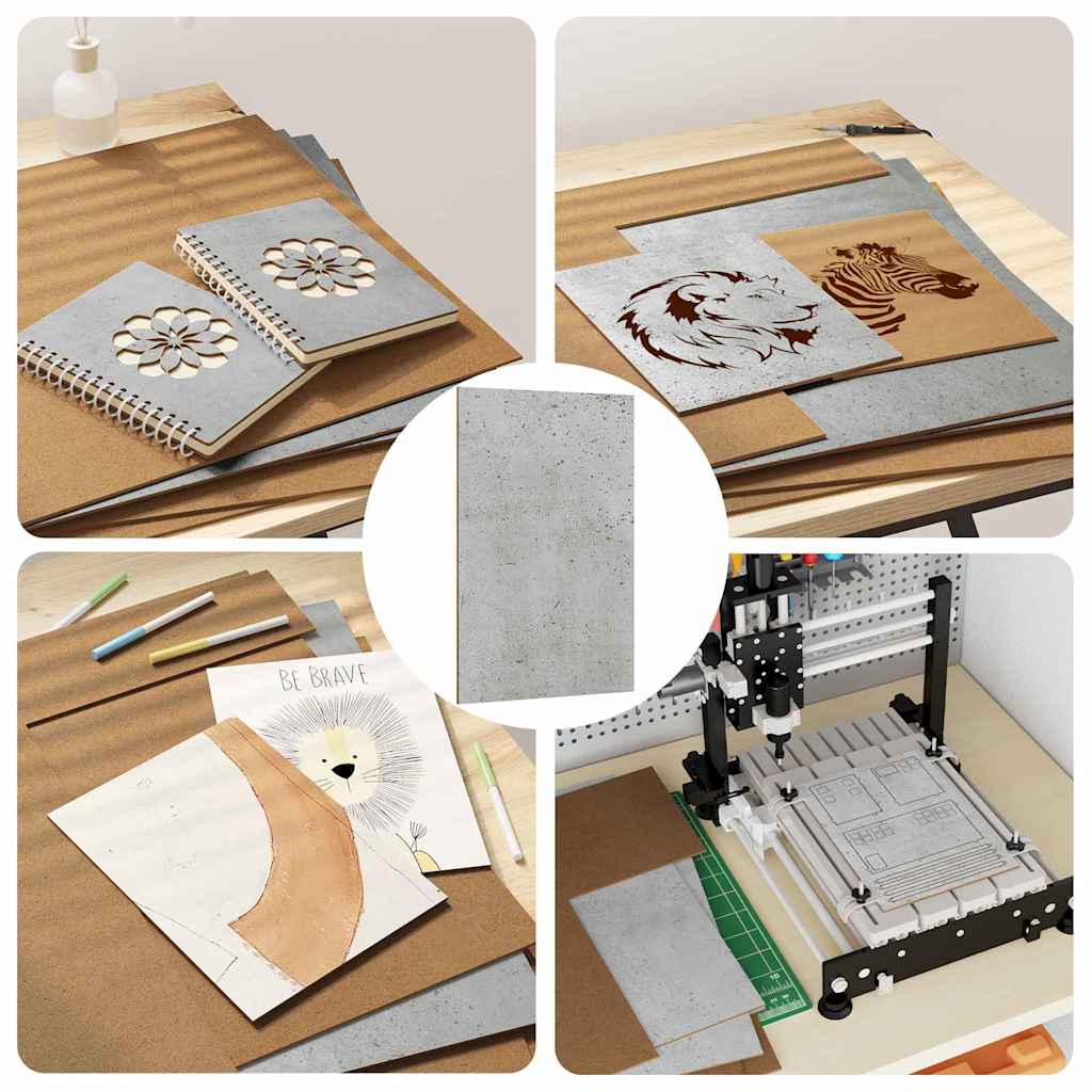 Dekoplatten 50 pcs Beton Grau 40 x 60 x 0.27 cm Holzwerkstoff