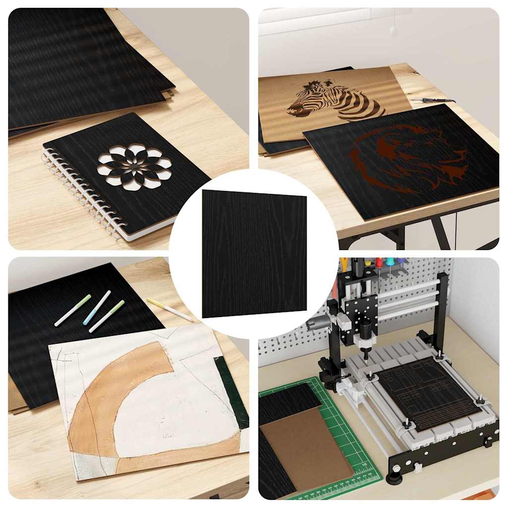 Dekoplatten 12 pcs Schwarz Eichen-Optik 30 x 30 x 0,27 cm