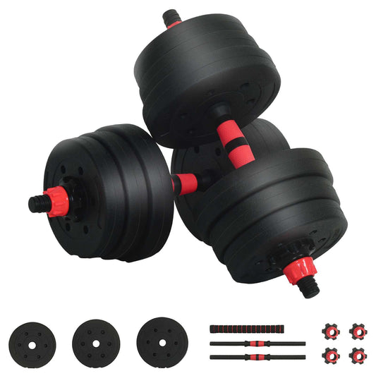 2-in-1 Kurzhantel Langhantel Set 30kg Schwarz und Rot