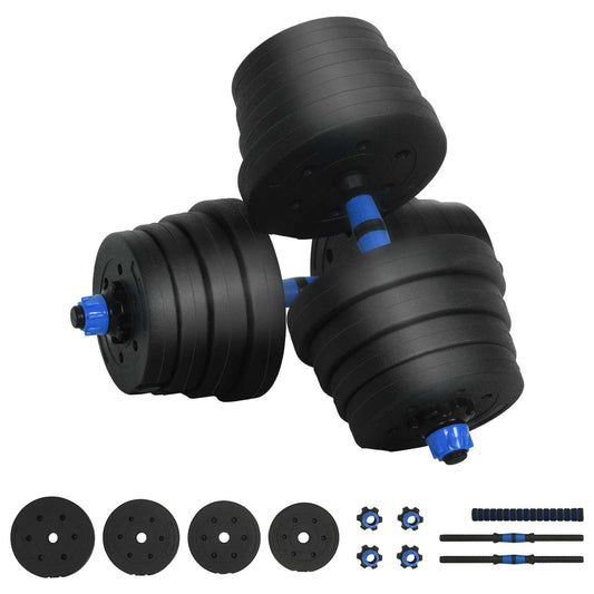 2-in-1 Kurzhantel Langhantel Set 30kg Schwarz und Blau