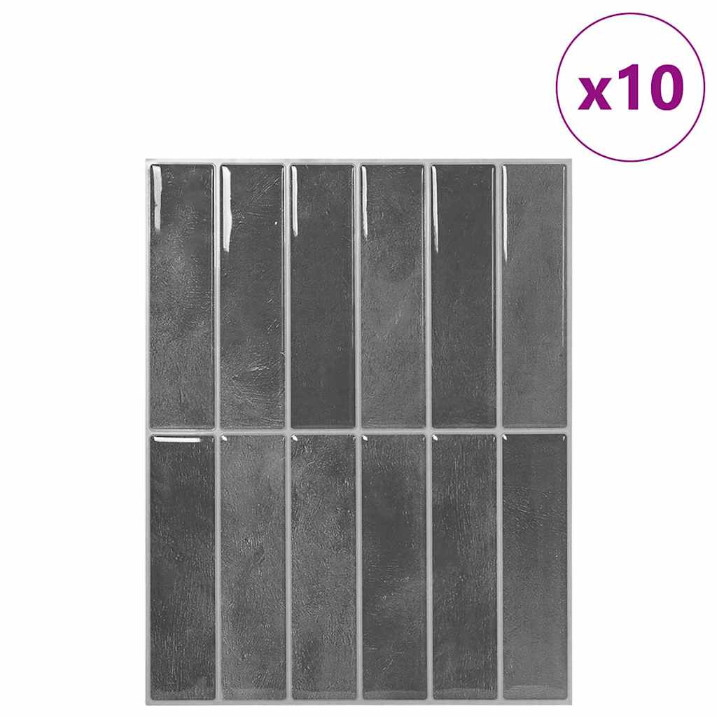 Rechteckige Fliese 10 pcs Grau 29 x 22,9 cm Polyurethan und PET