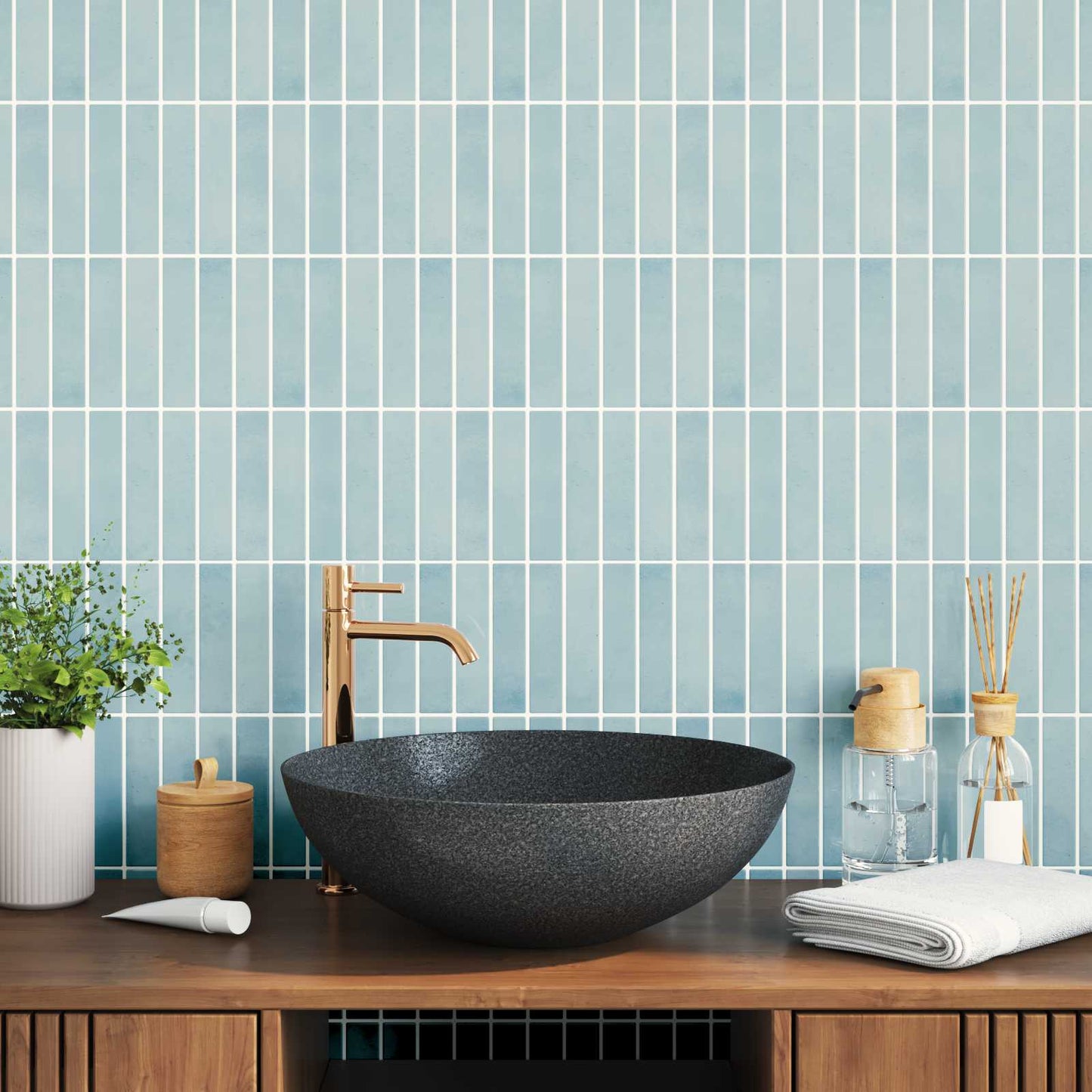 Rechteckige Fliese 10 pcs Grau-Grün 29 x 22,9 cm