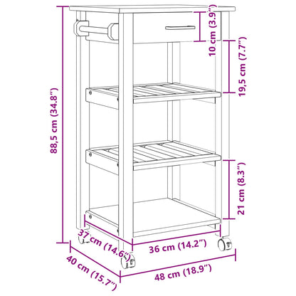 Küchentrolley Uni Schwarz 88,5 x 40 x 48 cm