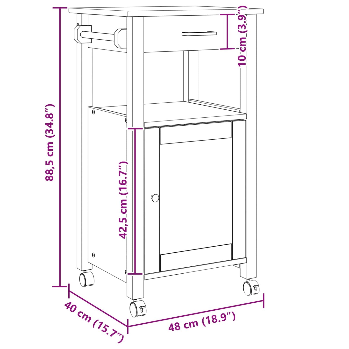Küchentrolley Uni Schwarz