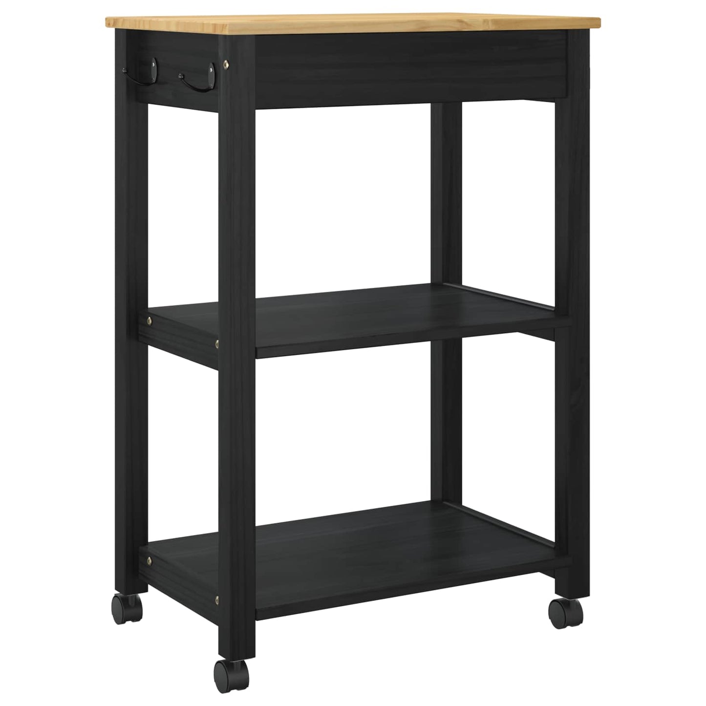 Küchentrolley Schwarz 88,5 x 40 x 60 cm Massivholz Kiefer