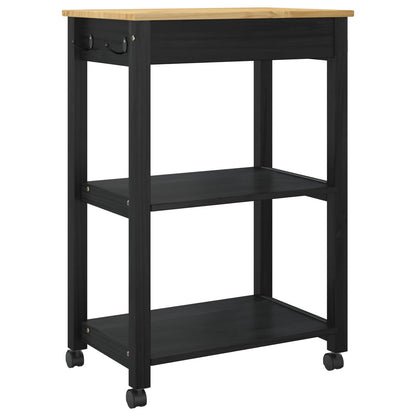 Küchentrolley Schwarz 88,5 x 40 x 60 cm Massivholz Kiefer