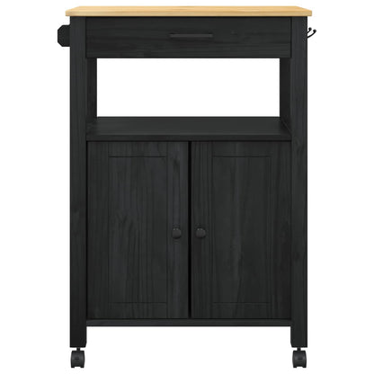 Küchentrolley Schwarz 88,5 x 40 x 60 cm Massivholz Kiefer