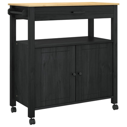 Küchentrolley Schwarz 88,5 x 40 x 48 cm Massivholz Kiefer