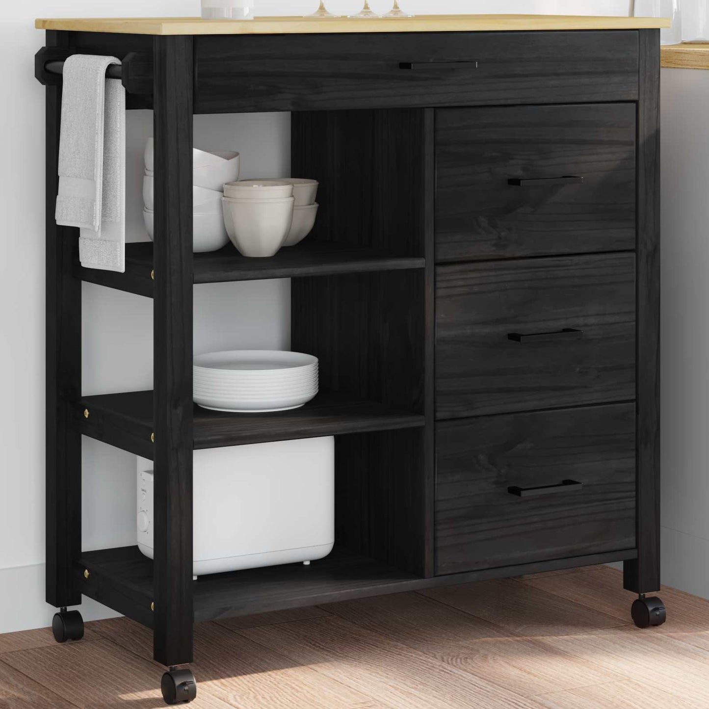 Küchentrolley Schwarz 84 x 40 x 88,5 cm