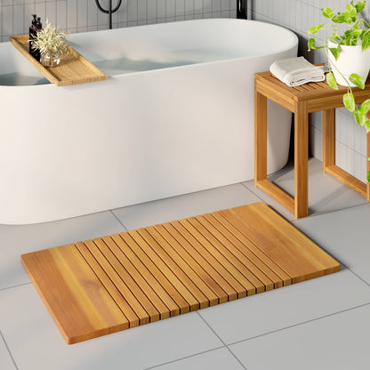 Badematte Uni Braun 100 x 55 cm Holz