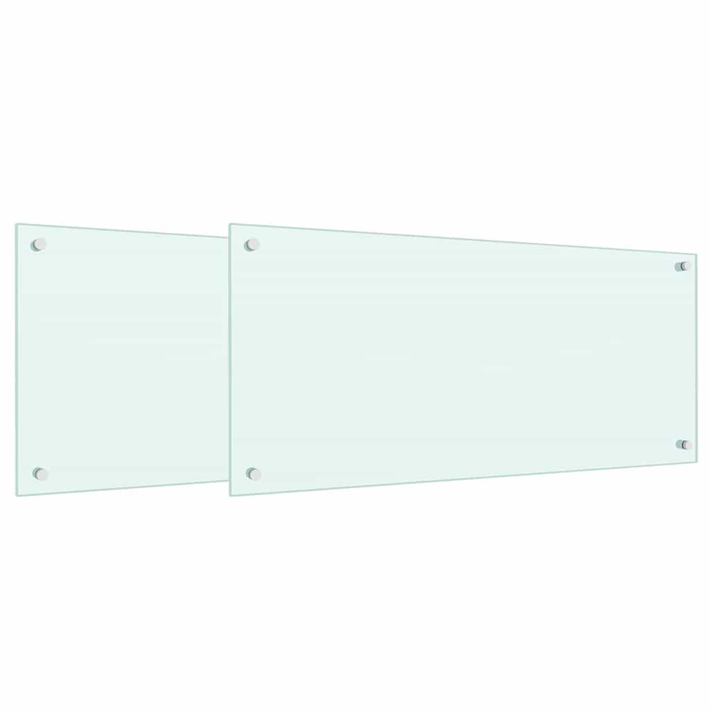 Küchenrückwand 2 pcs Weiß 90 x 40 cm Gehärtetes Glas