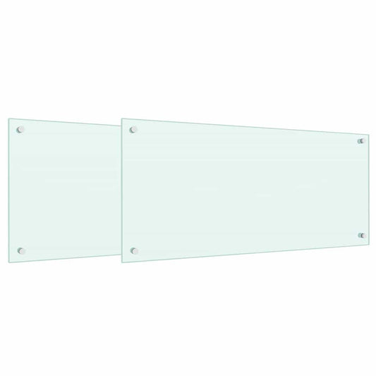 Küchenrückwand 2 pcs Weiß 90 x 40 cm Gehärtetes Glas